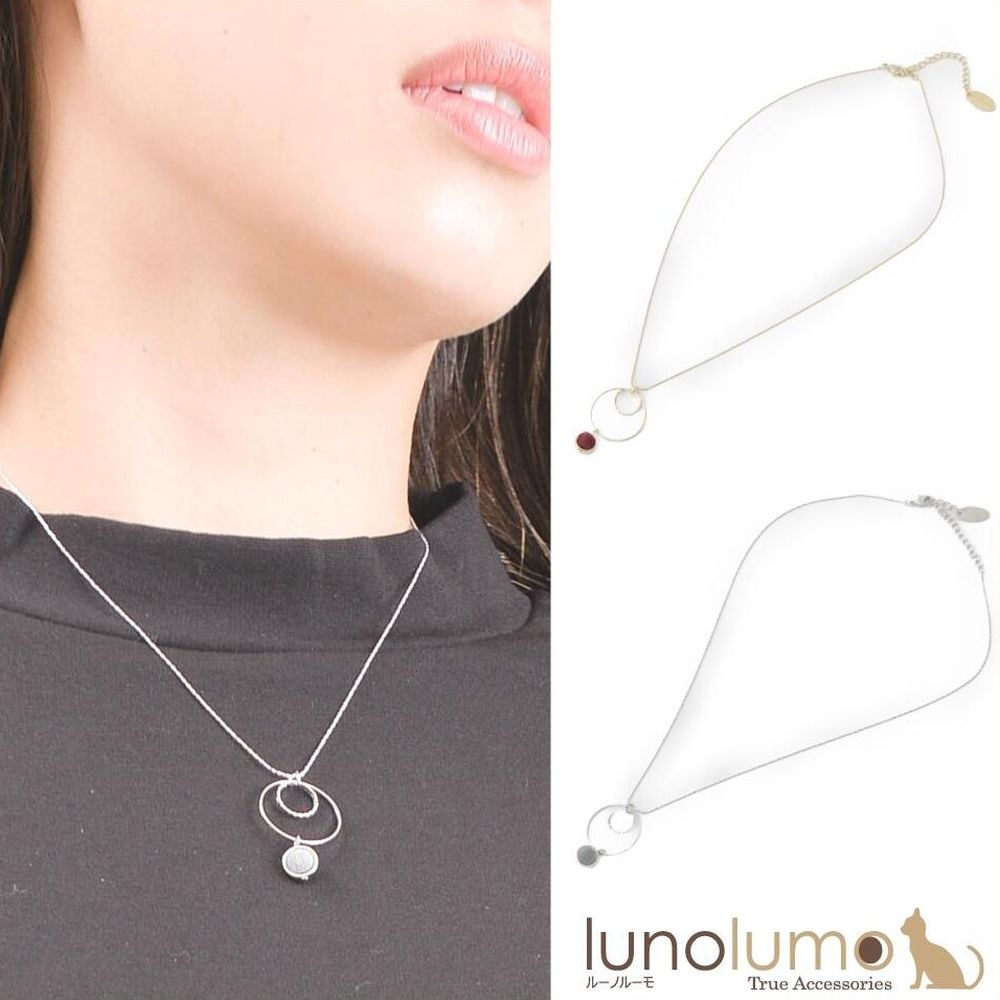 【メール便送料無料】カラーフロッキーとメタルサークルのネックレス N