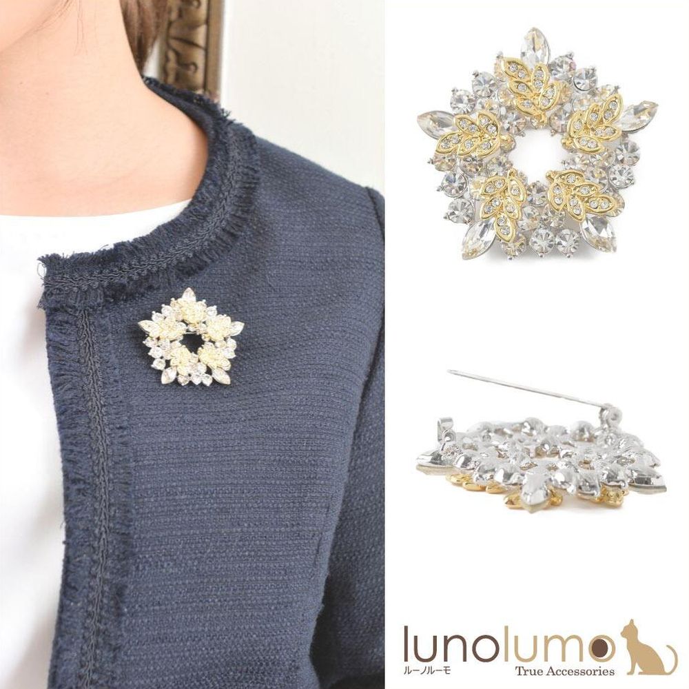 【メール便送料無料】クリスタルリースのブローチ B