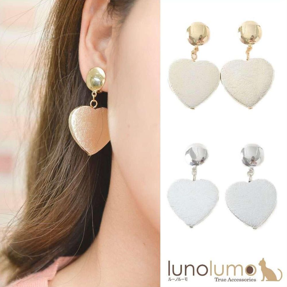 【メール便送料無料】SALE イヤリング ハート メタル レディース ゴールド シルバー 大ぶり フェミニン ガーリー E