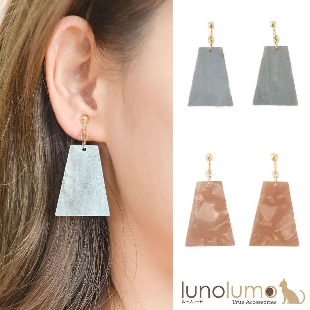 【メール便送料無料】SALE イヤリング レトロ レディース 大ぶり 流行 大きめ 樹脂パーツ 台形 E