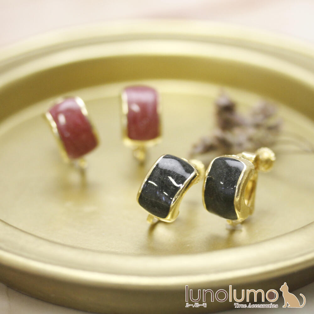 【メール便送料無料】イヤリング レディース 黒 赤 シンプル セミフープ カジュアル 可愛い 小さめ プレゼント E