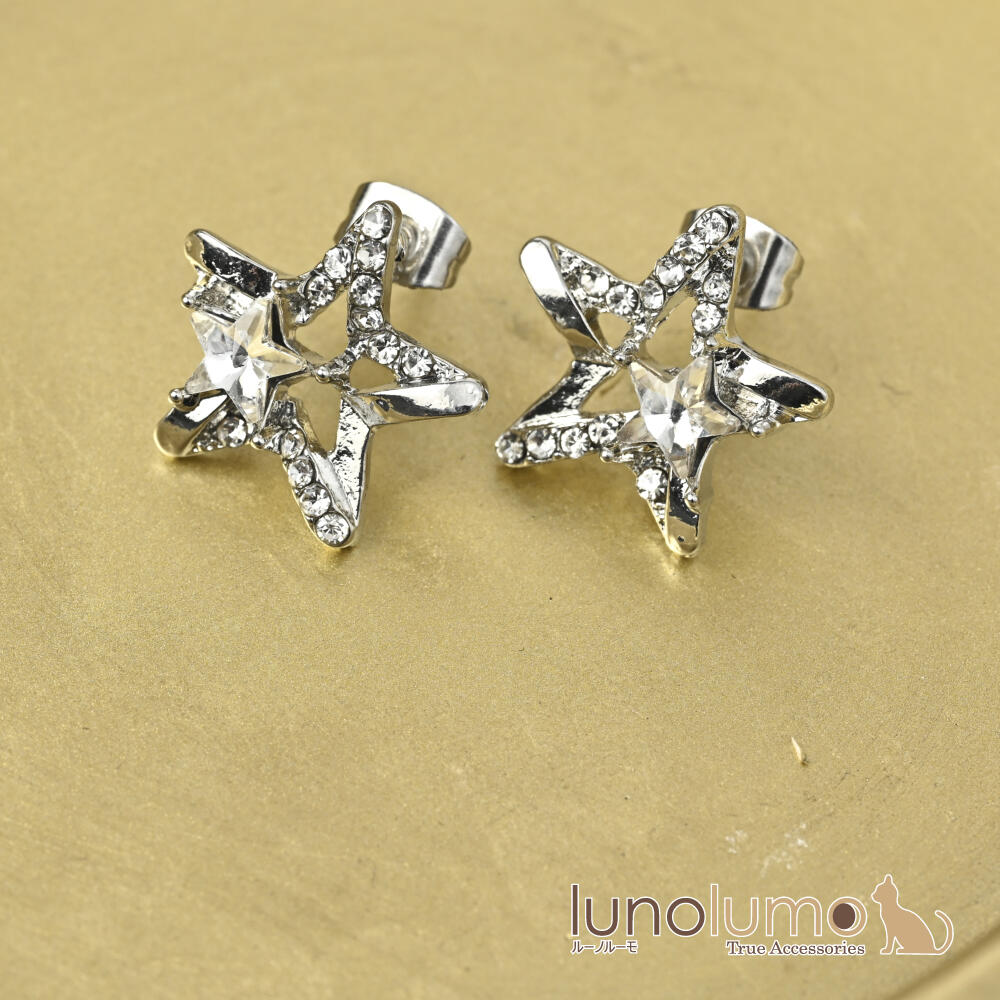 ピアス レディース クリスタルガラス キラキラ 星 スター カジュアル プレゼント シルバー925 PI