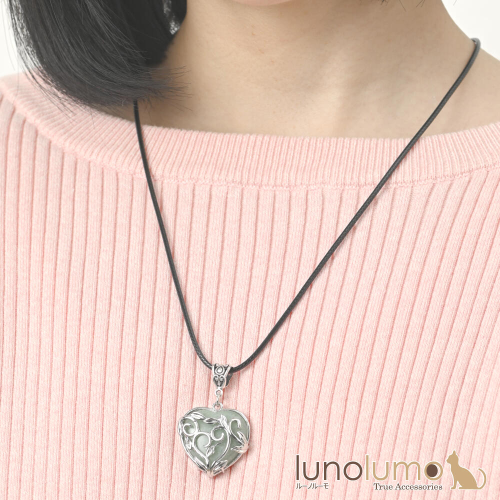 日本製 ネックレス ペンダント レディース 天然石 アベンチュリン アメジスト ハート リーフ 模様 N