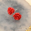 ピアス レディース バラ 薔薇 花 フラワー 赤 真紅 シンプル プレゼント シルバー925 PI