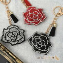 キーホルダー バッグチャーム レディース 薔薇 バラ 花 フラワー 赤 黒 シルバー キラキラ KH