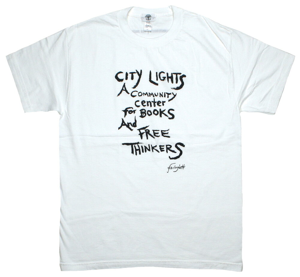  Lawrence Ferlinghetti / A Community Center For Books And Free Thinkers Tee (White) - ロレンス・ファリンゲッティ Tシャツ