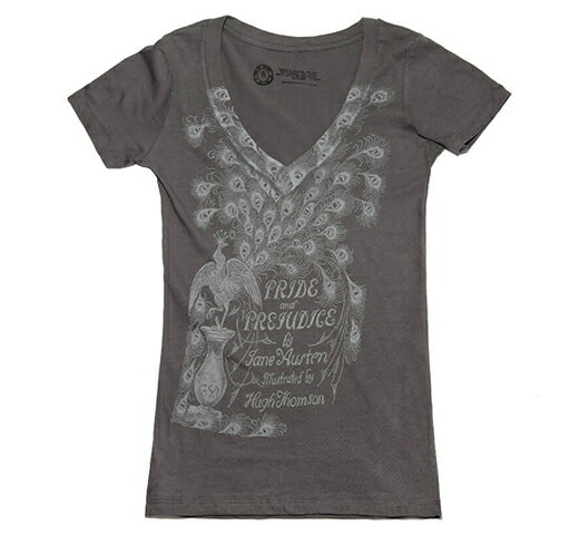 [Out of Print] Jane Austen / Pride and Prejudice V-Neck Tee (Dark Grey) (Womens)