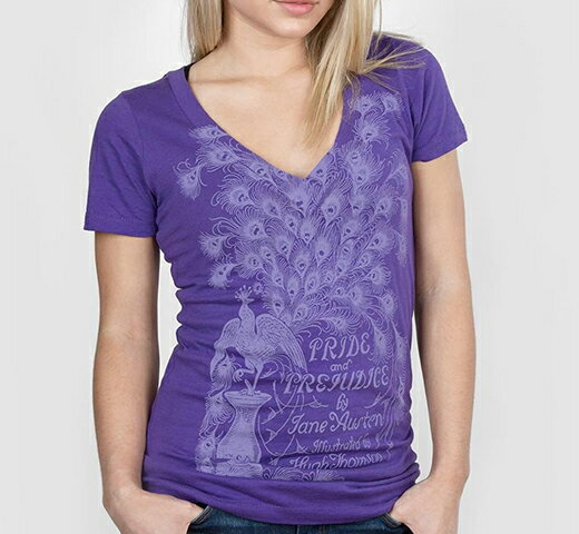 [Out of Print] Jane Austen / Pride and Prejudice V-Neck Tee (Purple) (Womens)