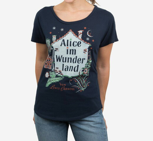  Lewis Carroll / Alice im Wunderland Relaxed Fit Tee (Midnight Navy) (Womens)