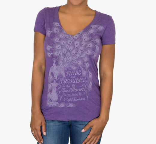 [Out of Print] Jane Austen / Pride and Prejudice V-Neck Tee 2 (Purple) (Womens)