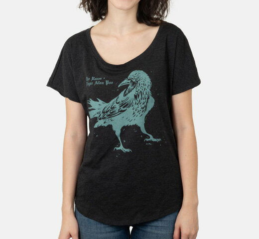 Out of Print Edgar Allan Poe / The Raven Relaxed Fit Tee Penguin Horror (Vintage Black) (Womens)