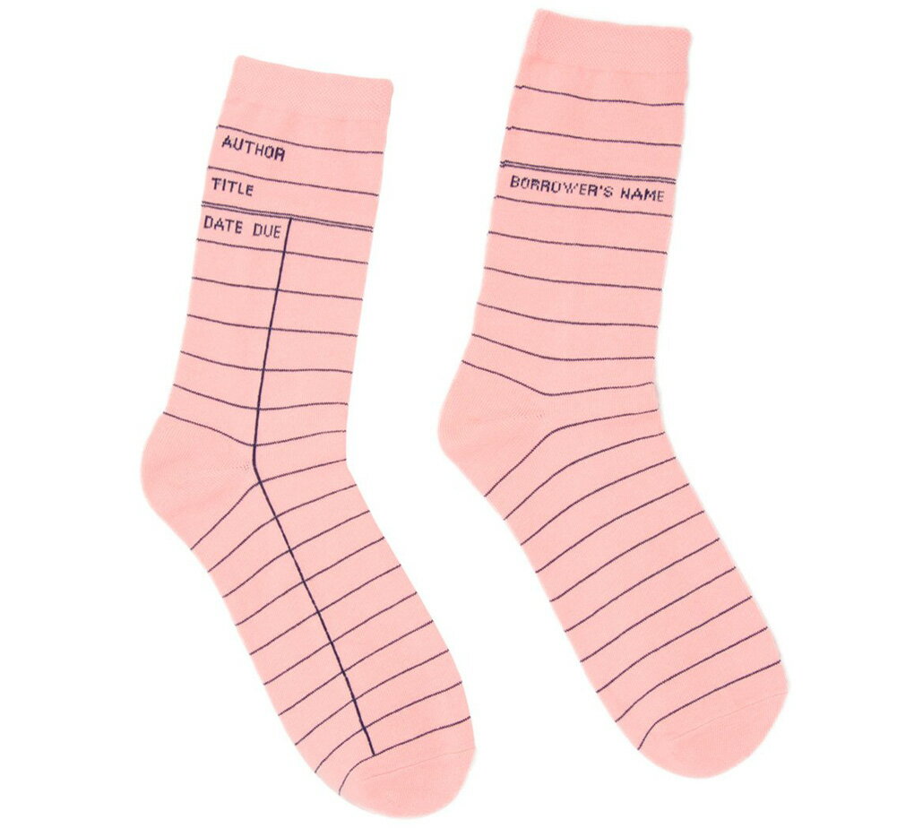 [Out of Print] Library Card Socks (Pink)