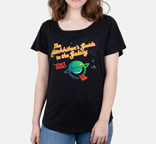 [Out of Print] Douglas Adams / The Hitchhiker's Guide to the Galaxy Relaxed Fit Tee (Black) (Womens) - 銀河ヒッチハイク・ガイド Tシャツ