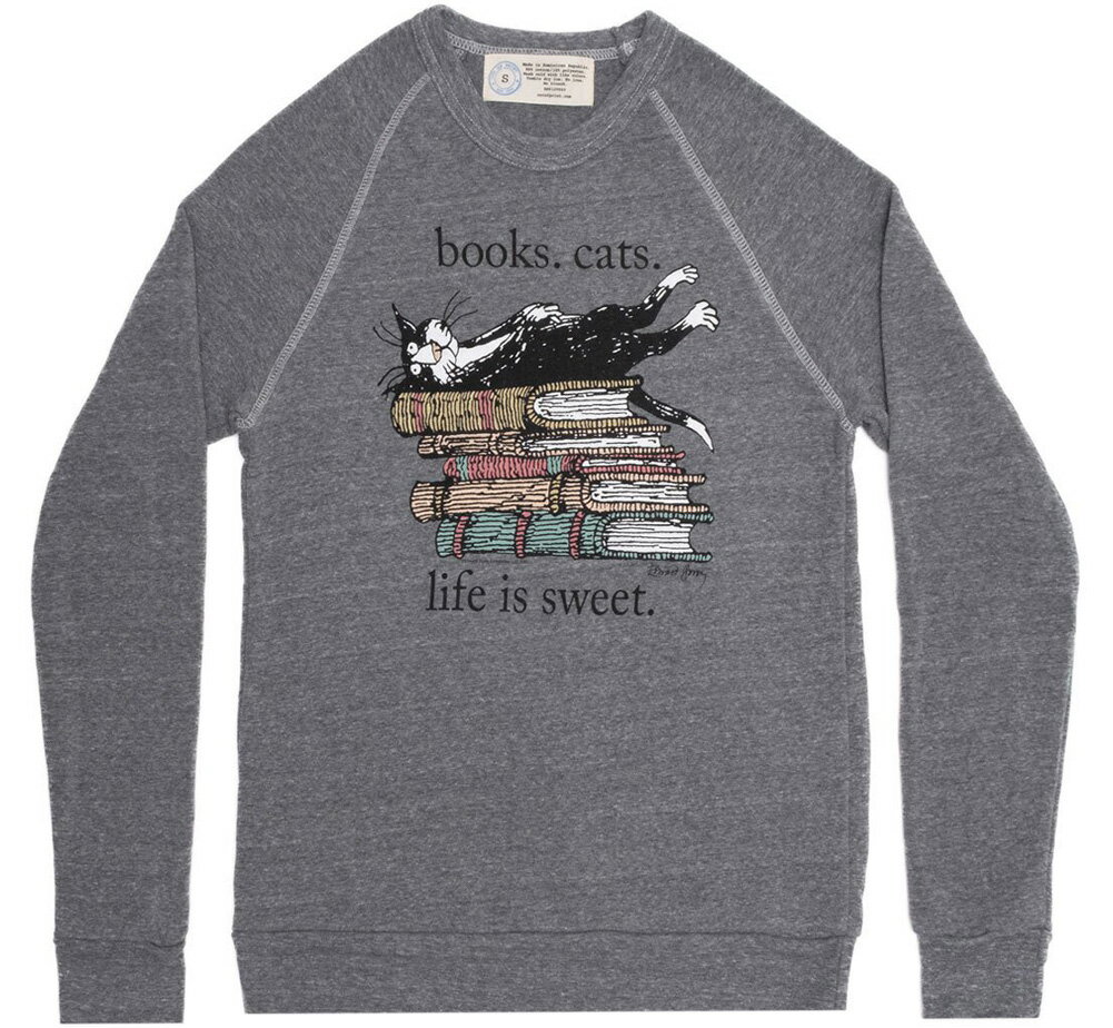 [Out of Print] Books. Cats. Life Is Sweet. Sweatshirt (Grey) (Edward Gorey illustration) - エドワード・ゴーリー スウェット その1