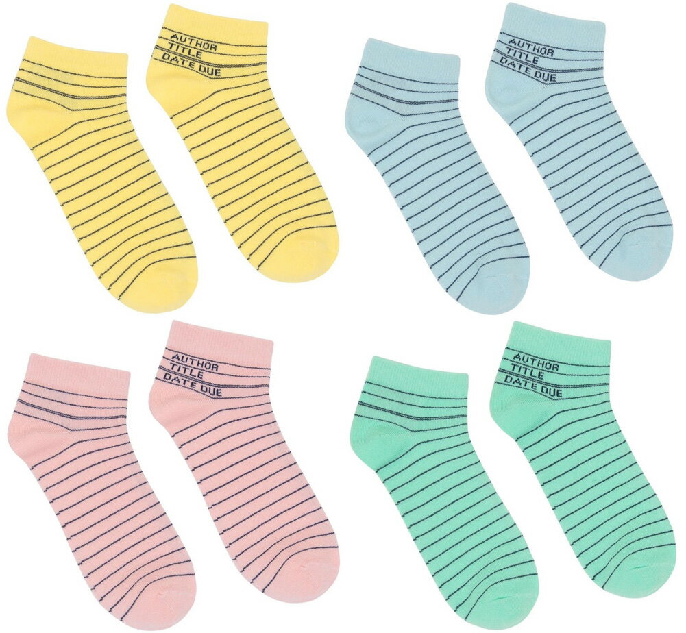 [Out of Print] Library Card Ankle Socks (4-Pack) - CuEJ[h \bNX 4Zbg