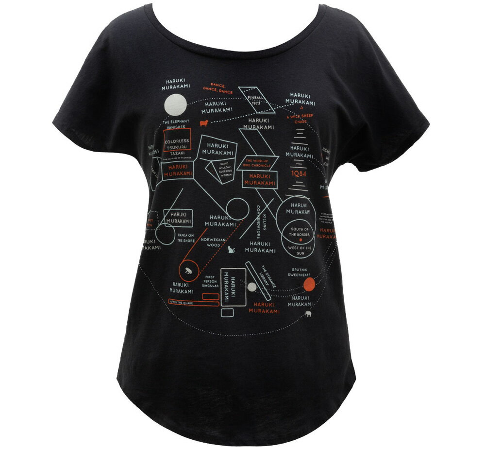 [Out of Print] 村上春樹 / Murakami Novels Map Womens Relaxed Fit Tee (Black) - [アウト・オブ・プリント] 村上春樹 Tシャツ