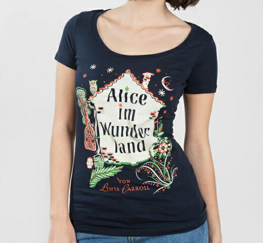 [Out of Print] Lewis Carroll / Alice im Wunderland Scoop Neck Tee (Midnight Navy) (Womens)