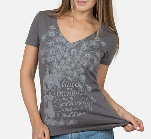 [Out of Print] Jane Austen / Pride and Prejudice V-Neck Tee (Dark Grey) (Womens)