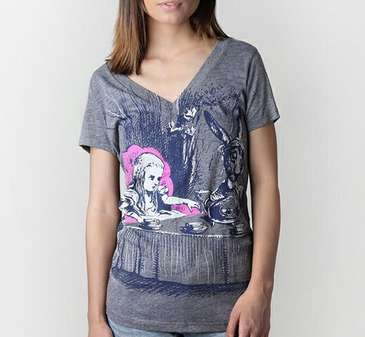 [Out of Print] Lewis Carroll / Alice's Adventures in Wonderland V-Neck Tee (Heather Grey) (Womens)