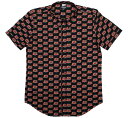 David Bowie / World Tour Logo Pattern Button Down Short Sleeve Shirt (Black) - デ...