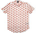 David Bowie / Bowie Logo Pattern Button Down Short Sleeve Shirt (White) - デヴィッド・ボウイ ボタンダウン シャツ