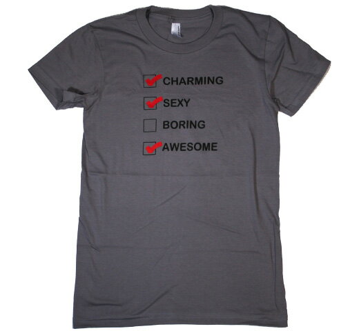 The Lonely Island / Charming Sexy Boring Awesome Tee (Womens) (Charcoal) - ザ・ロンリー・アイランド Tシャツ