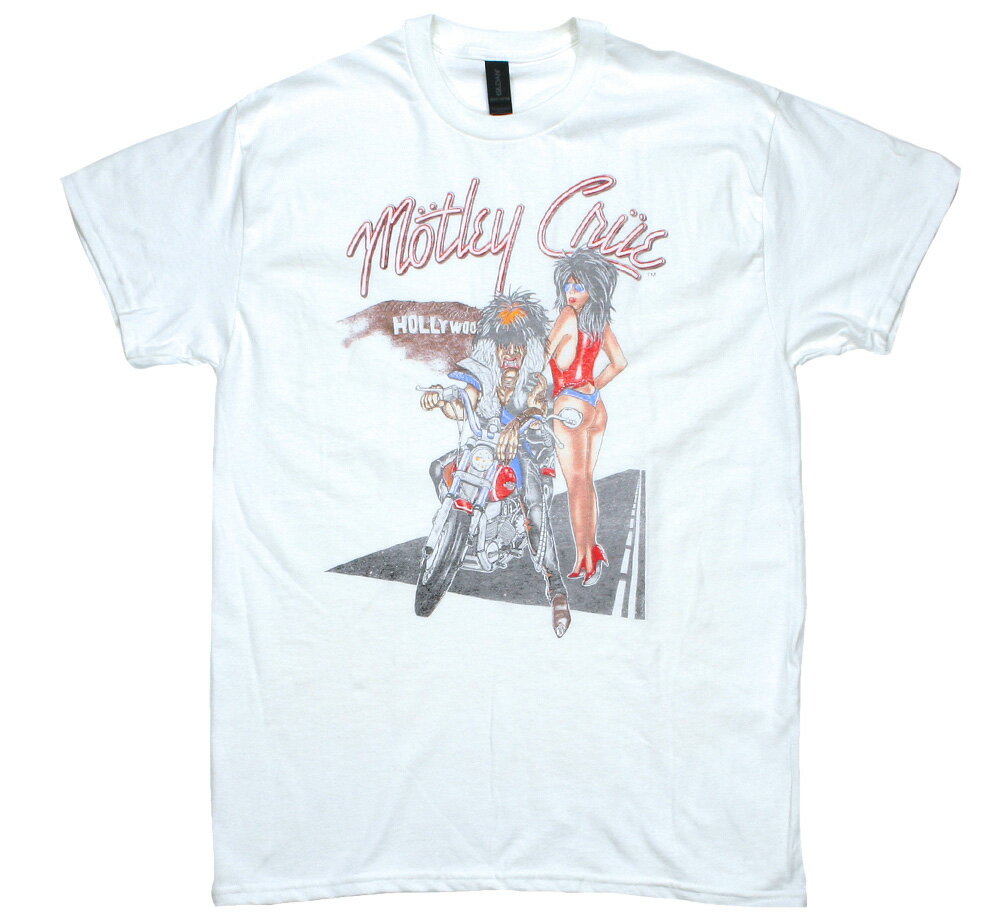乐天商城 - Mötley Crüe / Allister Fiend Motorcycle Tee (White) - モトリー・クルー Tシャツ