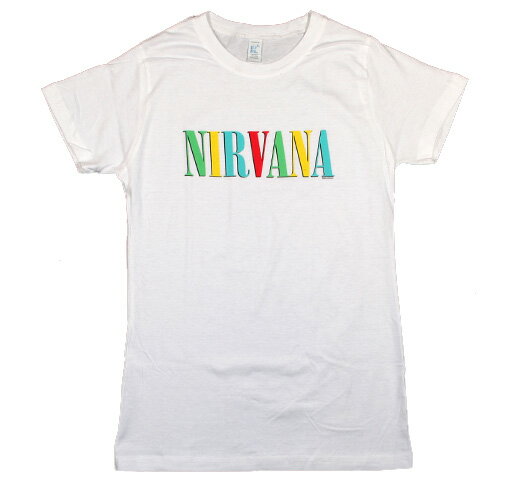 乐天商城 - Nirvana / Colorful Logo Tee (White) (Womens) - ニルヴァーナ Tシャツ