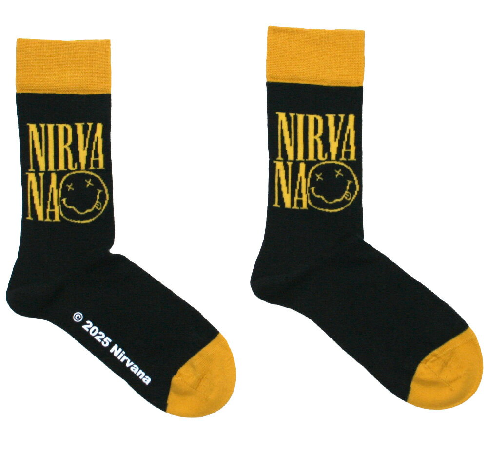Nirvana / Smiley Face Socks 5 (Black) - ニルヴァーナ ソックス