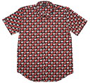 The Rolling Stones / Tongue and Text Button Down Short Sleeve Shirt (Black) - UE[OEXg[Y / {^_E Vc