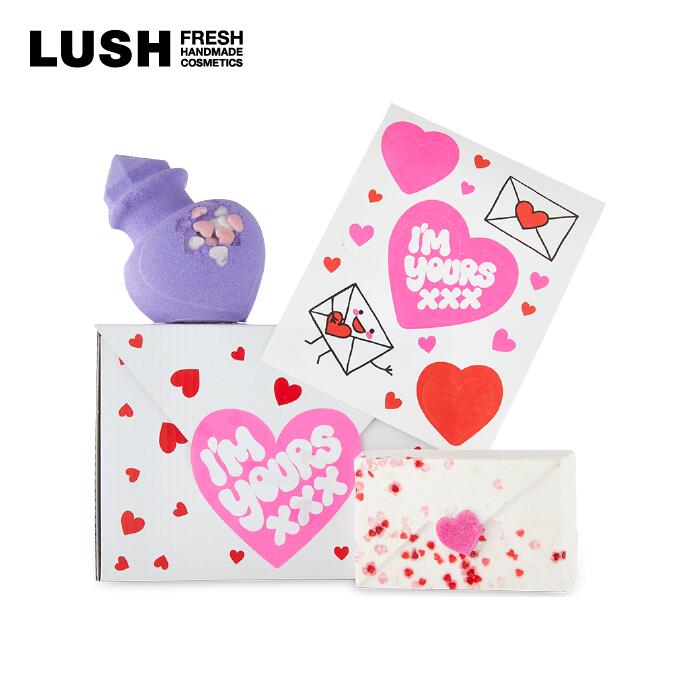 LUSH ラッシュ 公式 アイム ユアーズ ギフト バスボム 入浴剤 プレゼント向け ハートレター ラブポーション ボム ステッカー ヴィーガン コスメ セット コフレ