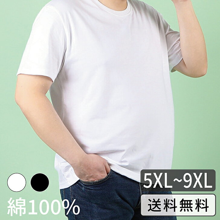 Tシャツ 大きいサイズ   メンズ レディース 綿 100 % 無地 半袖 丸首 インナー 透けにくい プレーン ホワイト ブラック Tシャツ コットン メール便 送料無料