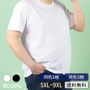 Tシャツ 大きいサイズ [2 or 3枚セット] 特大 [ 5XL - 9XL ]【4/24 20時- P5倍!| 1,500円以上100円OFFクーポン!】 メンズ レディース 無地 半袖 綿 100 % 丸首 インナー 透けにくい プレーン ホワイト ブラック Tシャツ コットン 送料無料