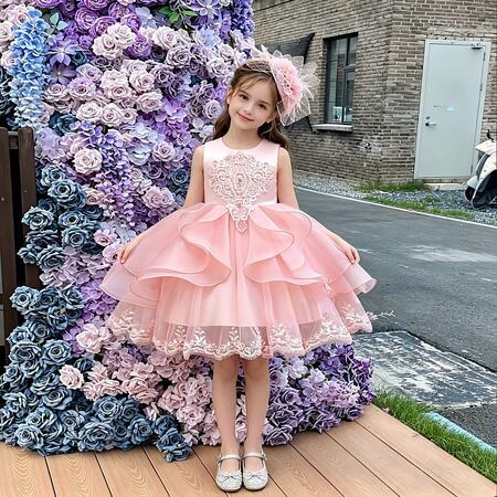Rakuten - 子供ドレス　ピアノ発表会ドレス　子供フォーマルドレス　フラワーガール　女の子ドレス　プリンセスドレス　七五三撮影ドレス　スコンクールドレス　演奏会　お誕生会　結婚式　キッズドレス　ゴールド　レッド　ピンク　イエロー　100cm ~150cm