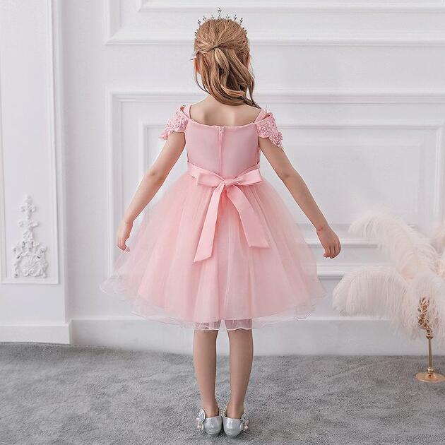 子供ドレス　ピアノ発表会ドレス　子供フォーマルドレス　フラワーガール　ブルー　ピンク　ゴールド　レッド　グリーン　女の子ドレス　プリンセスドレス　七五三撮影ドレ　スコンクールドレスお誕生会　結婚式　キッズドレス 3