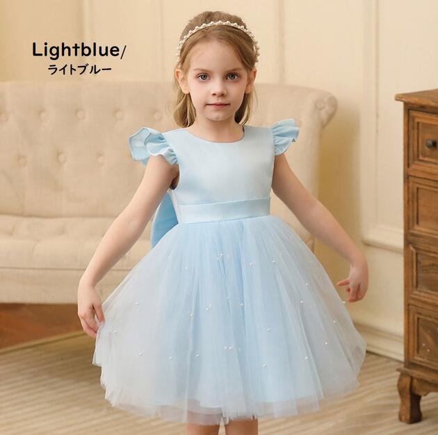 Rakuten - 子供ドレス　ピアノ発表会ドレス　子供フォーマルドレス　フラワーガール　女の子ドレス　プリンセスドレス　七五三撮影ドレス　スコンクールドレス　演奏会　お誕生会　結婚式　キッズドレス　ゴールド　ブルー　ホワイト　ローズ　パープル　ピンク100cm ~150cm