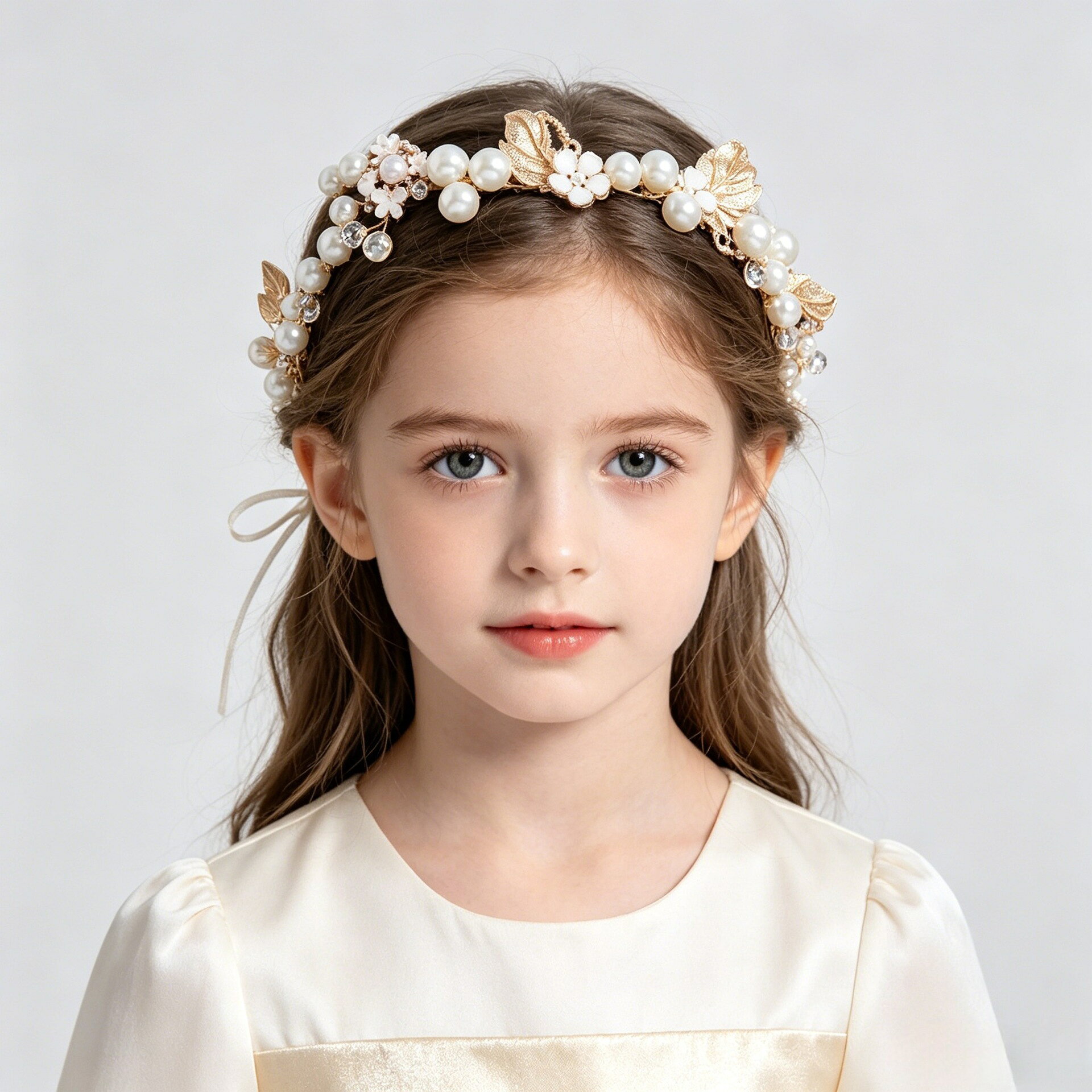 【送料無料】子供髪飾り 花 リーフ パール 小花モチーフ カチューシャ ウエディン...