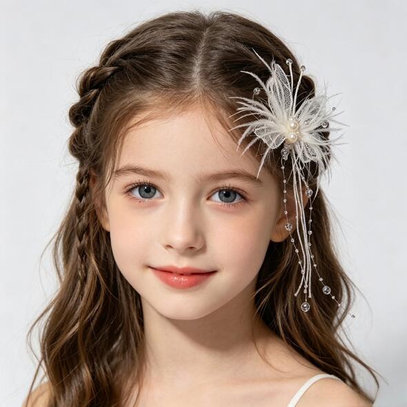 Rakuten - 【送料無料】子供髪飾り 花 リーフ パール 小花モチーフ カチューシャ ウエディング ヘッドドレス フラワーティアラ 女の子用　髪飾り 子供 ピアノ発表会 ヘアアクセサリー結婚式　演奏会　 卒業式　コンクールお誕生日会 アクセサリー　ホワイト