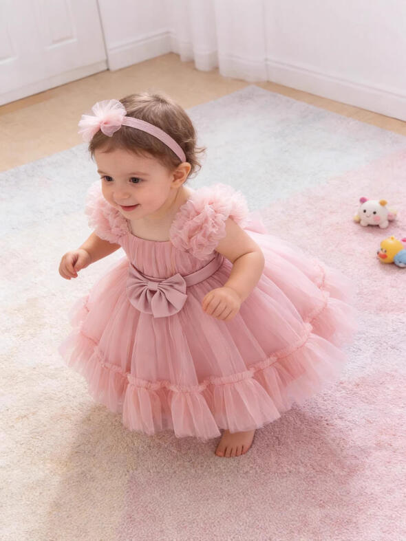 ベビードレス ベビーフォーマルドレス フラワーガール 赤ちゃんフォーマルドレス プリンセスドレス 結婚式ドレス 七五三撮影 パーティー お誕生会ドレス ベビー服 お祝いドレス チュールスカート キッズドレス パープル グリーン ピンク 70cm~110cm