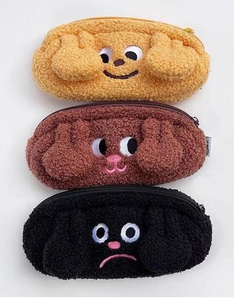 Rakuten - 【送料無料】ペンケース　文房具　筆箱 筆入れ ワンちゃん　ぬいぐるみ 可愛い 文具用品　文具収納 文房具ケース 文房具収納 携帯便利 学生 子供 誕生日 プレゼント　犬　イエロー　ブラウン3色