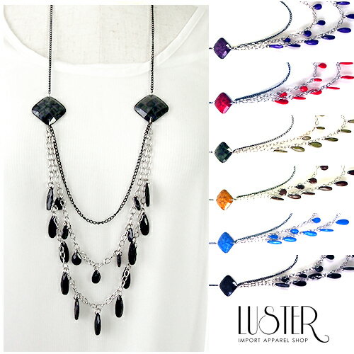 【メール便不可】〈アウトレット〉【ラッピング可】マルチチェーンティアドロップネックレスセット/インポートアクセサリー 海外インポート LA 西海岸 20代 30...