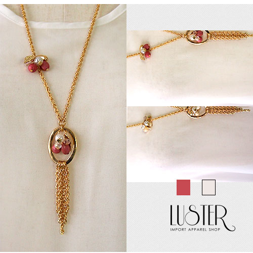 【メール便不可】〈アウトレット〉【ラッピング可】〈BOUTIQUE COLLECTION〉ストーンタッセルネックレスピアスセット/インポートアクセサリー 海外イ...