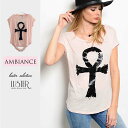 〈AMBIANCE〉アンクプリントバックカットアウトTシャツ/インポートトップス 海外インポート LA 西海岸 20代 30代 40代 プチプラ クーポン対応 4580