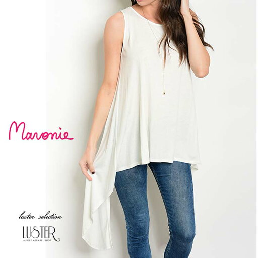 【SS20】【メール便可】〈maronie〉ハイローヘムアイボリーチュニックトップ/インポートトップ チュニック ロング丈 重ね着 編み上げ タンクトップ 無地 フィッシュテール カジュアル 西海岸 【SS20】【メール便可】〈maronie〉ハイローヘムアイボリーチュニックトップ/インポートトップ チュニック ロング丈 重ね着 編み上げ タンクトップ 無地 フィッシュテール カジュアル 西海岸
