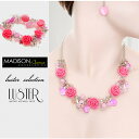 【メール便不可】〈アウトレット〉〈Madison Avenue Accessorys〉クラッシックローズ×バタフライ ボリュームチャームネックレス ピアスセット...