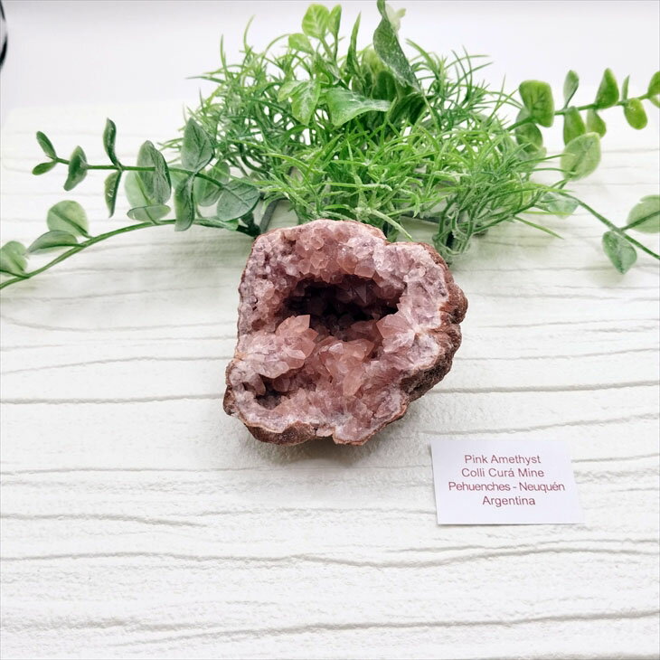 希少 ピンクアメジスト ジオードL 晶洞 置物 天然石 パワーストーン プレ...