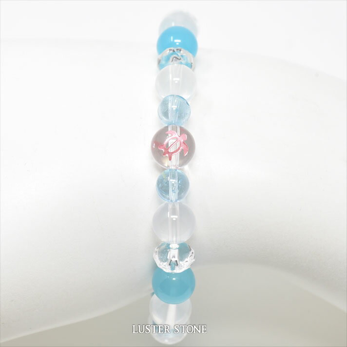 天然石 オリジナルデザインブレスレット クォーツ（ホヌ） ブルートパーズ ミルキークォーツ シーブルーカルセドニー クラッククォーツ パワーストーン プレゼント 開運 ギフト レディース