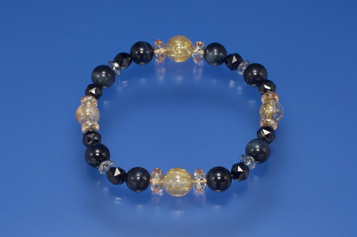 パワーストーン 天然石 ブレスレット レディース ルチル オニキスミラーカット シトリンカットボタン シルバーカットボタン ブルータイガーアイ プレゼント 開運 ギフト 誕生石 10月 虎眼石