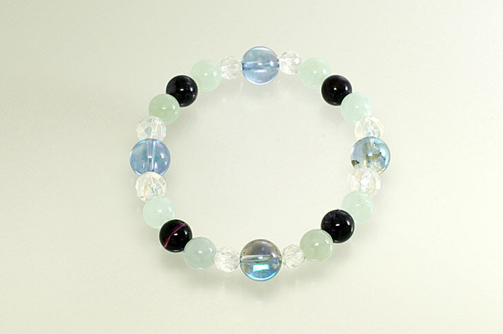 パワーストーン 天然石 ブレスレット レディース アクアオーラクォーツ グリーンジェイド ダークカラーアメジスト プレゼント 開運 ギフト 誕生石 2月