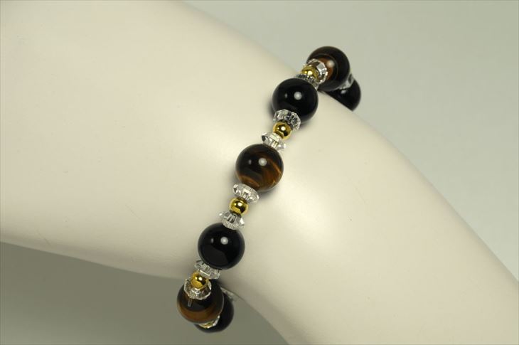 パワーストーン 天然石 ブレスレット メンズ タイガーアイ オニキス 水晶カットボタン プレゼント 開運 ギフト レディース 誕生石 10月 虎眼石